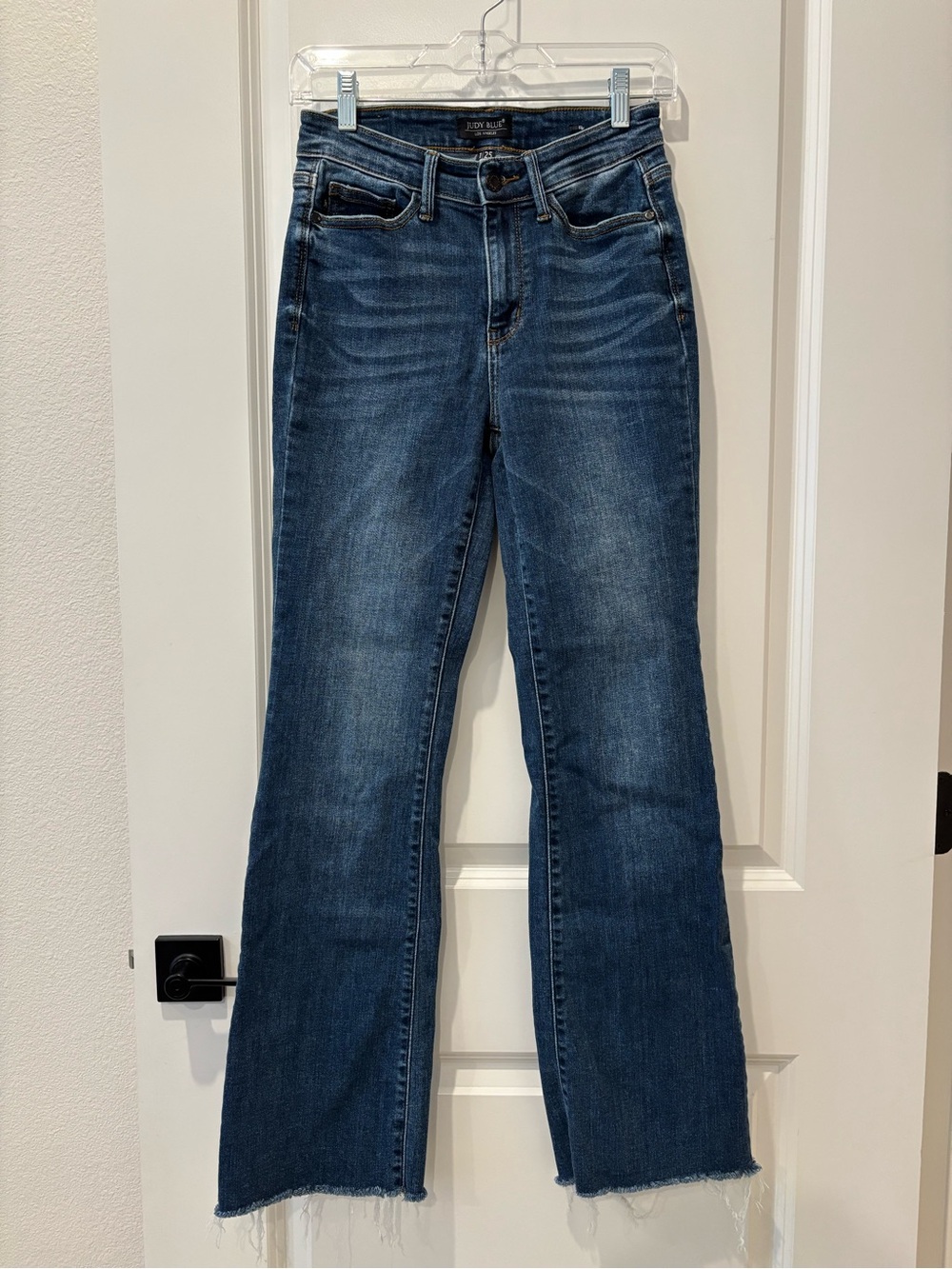 Judy Blue Medium Dark Blue Bootcut Jeans with Raw Hem